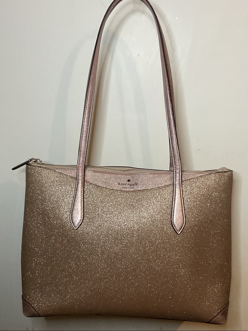 kate spade Metallic Rose Gold Glitter Tote
